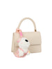 Braided Handle Mini Flap Satchel with Dog Charm
