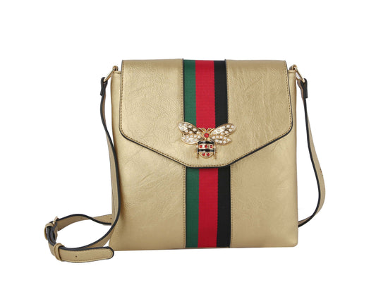 Rhinestone Bee Striped Crossbody Sling