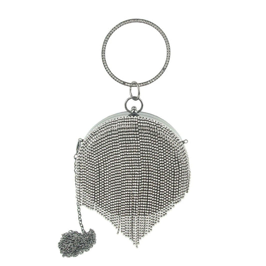 Rhinestone Fringe Wristlet Evening Bag