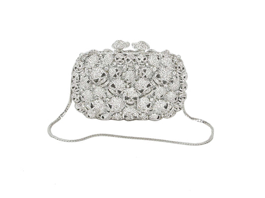Evening Clutch with Rhinestone Skulls