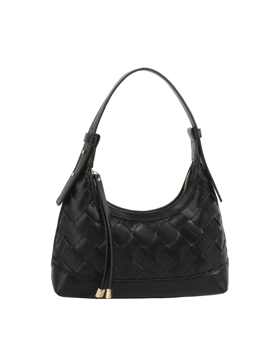 Woven Embossed Detail Shoulder Hobo