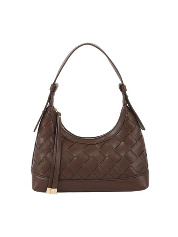 Woven Embossed Detail Shoulder Hobo