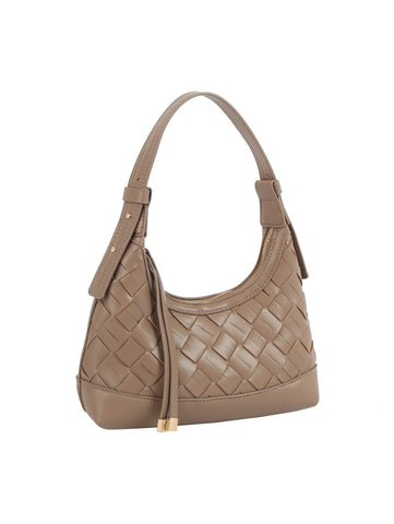 Woven Embossed Detail Shoulder Hobo