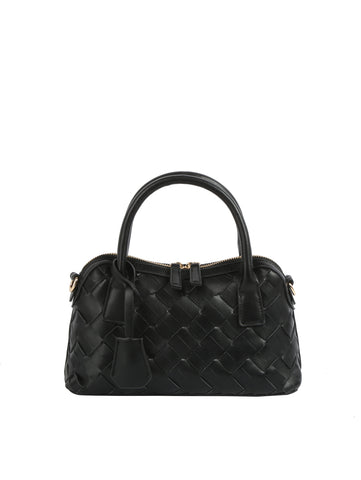 Woven Embossed Satchel Handbag