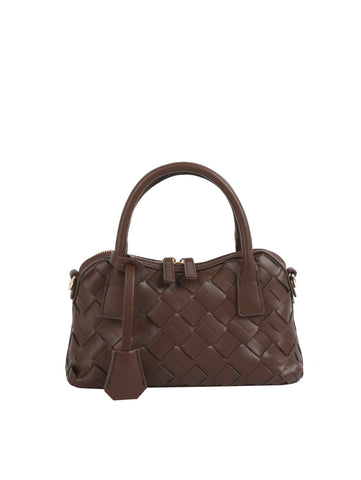 Woven Embossed Satchel Handbag