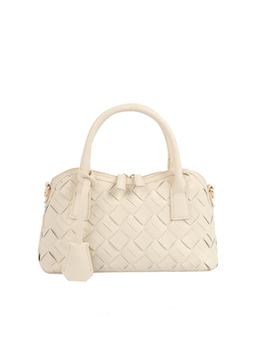 Woven Embossed Satchel Handbag