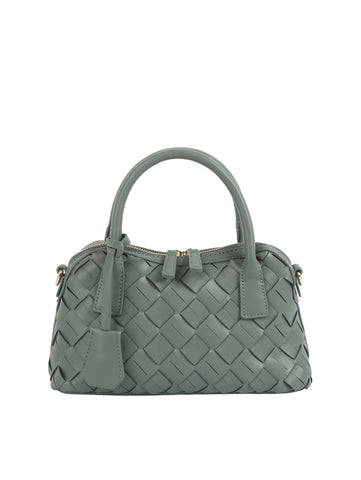 Woven Embossed Satchel Handbag