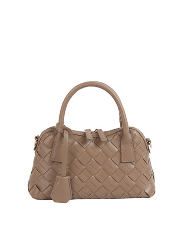 Woven Embossed Satchel Handbag