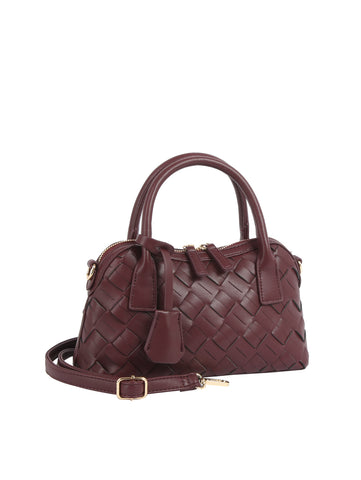 Woven Embossed Satchel Handbag
