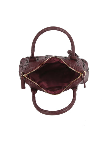 Woven Embossed Satchel Handbag