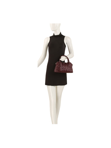 Woven Embossed Satchel Handbag