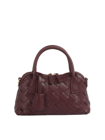 Woven Embossed Satchel Handbag