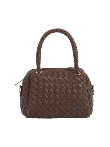 Woven Embossed Petite Satchel Handbag