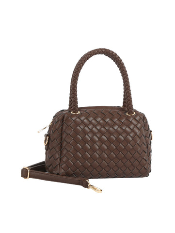 Woven Embossed Petite Satchel Handbag