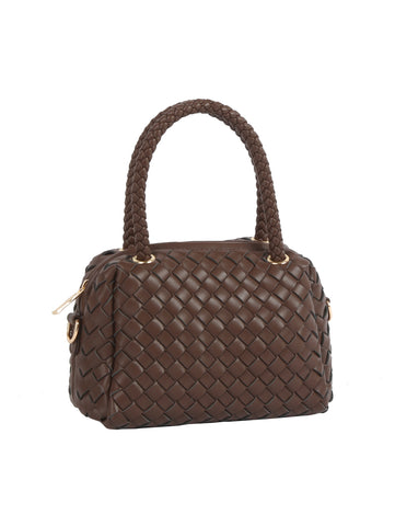 Woven Embossed Petite Satchel Handbag