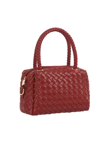 Woven Embossed Petite Satchel Handbag