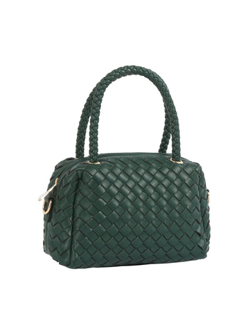 Woven Embossed Petite Satchel Handbag
