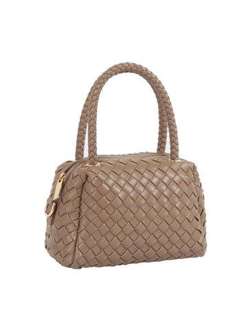 Woven Embossed Petite Satchel Handbag