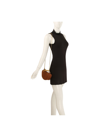 Sculpted Metal Handle Suede Half-Moon Shoulder Bag