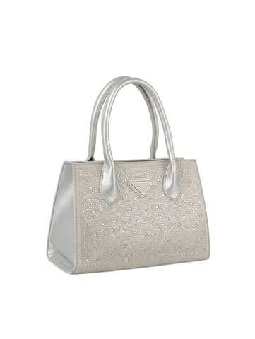 Dazzling Rhinestone Accented Hand Tote