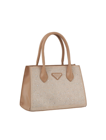 Dazzling Rhinestone Accented Hand Tote