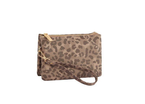 Leopard Print Small Clutch Wristlet