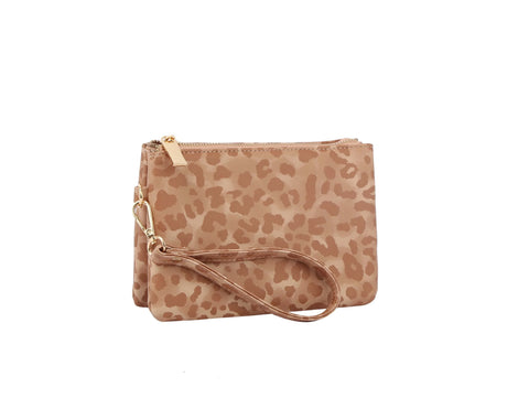 Leopard Print Small Clutch Wristlet