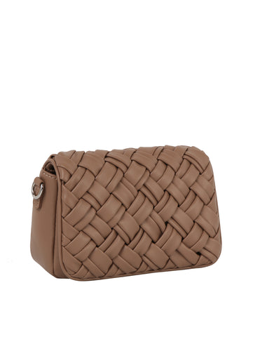 Woven Front Flap Shoulder Bag