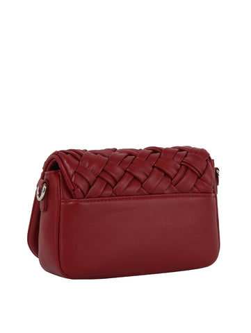 Woven Front Flap Shoulder Bag