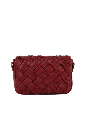 Woven Front Flap Shoulder Bag