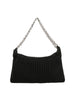 Chain Accented Woven Embossed Shoulder Bag