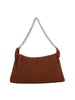 Chain Accented Woven Embossed Shoulder Bag