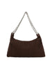 Chain Accented Woven Embossed Shoulder Bag