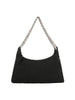 Chain Accented Woven Embossed Shoulder Bag