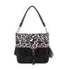 Animal Print Rhinestone Zip Hobo Handbag