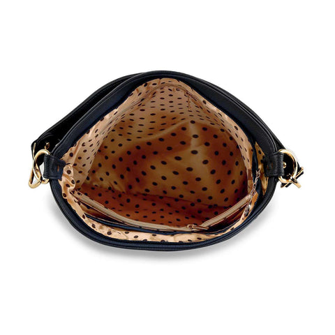 Animal Print Rhinestone Zip Hobo Handbag