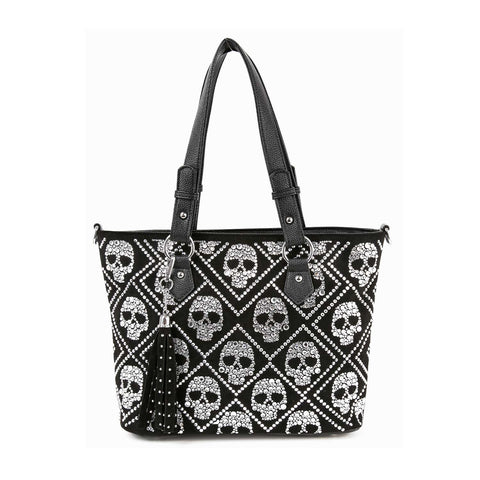 Stunning Bling Skull Tote Handbag