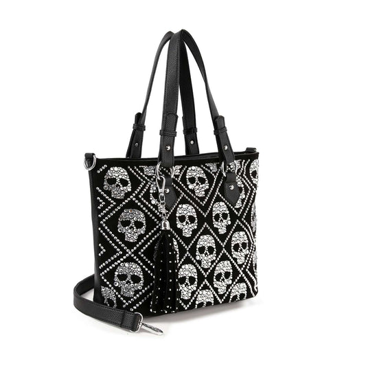 Stunning Bling Skull Tote Handbag