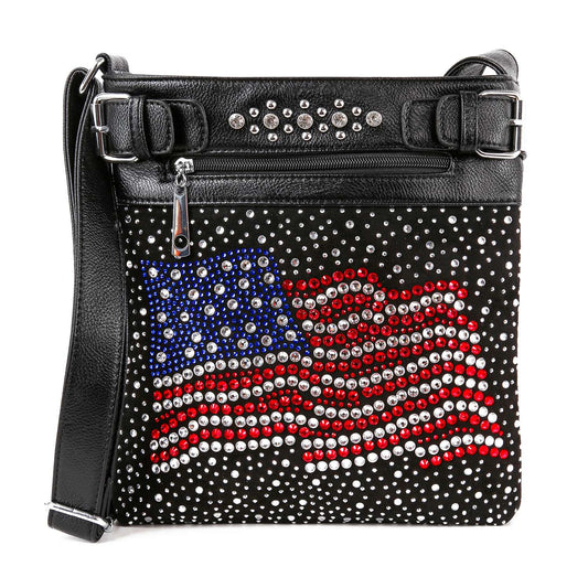 Rhinestone Bling  Flag Crossbody Sling