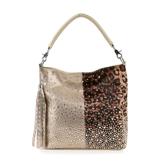 Two Tone Glamorous Rhinestone Hobo Handbag