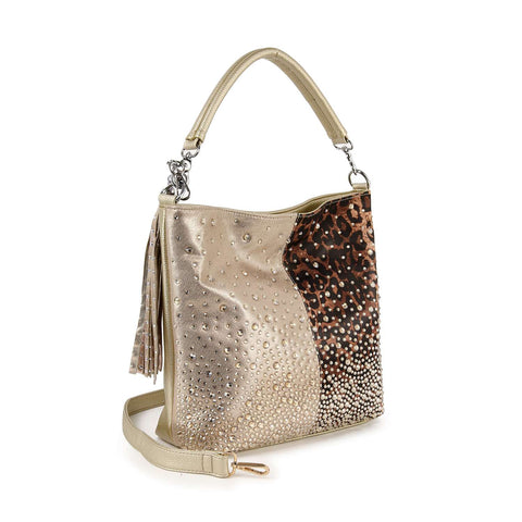 Two Tone Glamorous Rhinestone Hobo Handbag