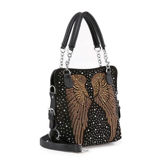 Stunning Rhinestone Wing Design Shoulder Bag