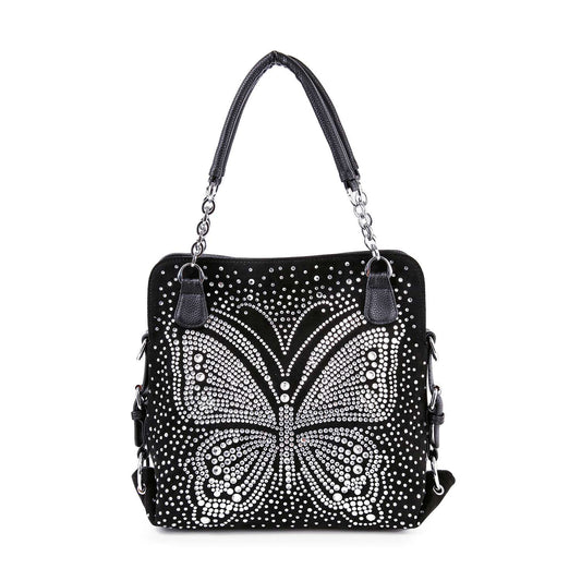 Dazzling Rhinestone Butterfly Shoulder Bag