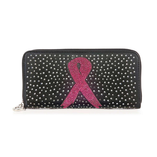 Bling Breast Cancer Ribbon Accordion Wallet – handbagexpress