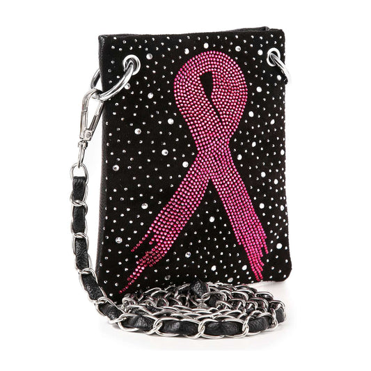 Petite Rhinestone Bling Breast Cancer Crossbody Sling