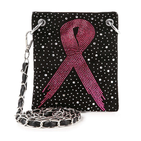 Petite Rhinestone Bling Breast Cancer Crossbody Sling