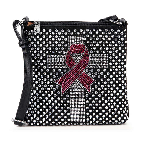 Rhinestone Bling Breast Cancer Crossbody Sling