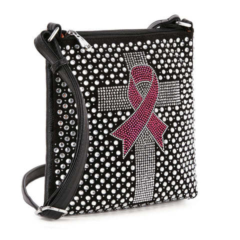 Rhinestone Bling Breast Cancer Crossbody Sling