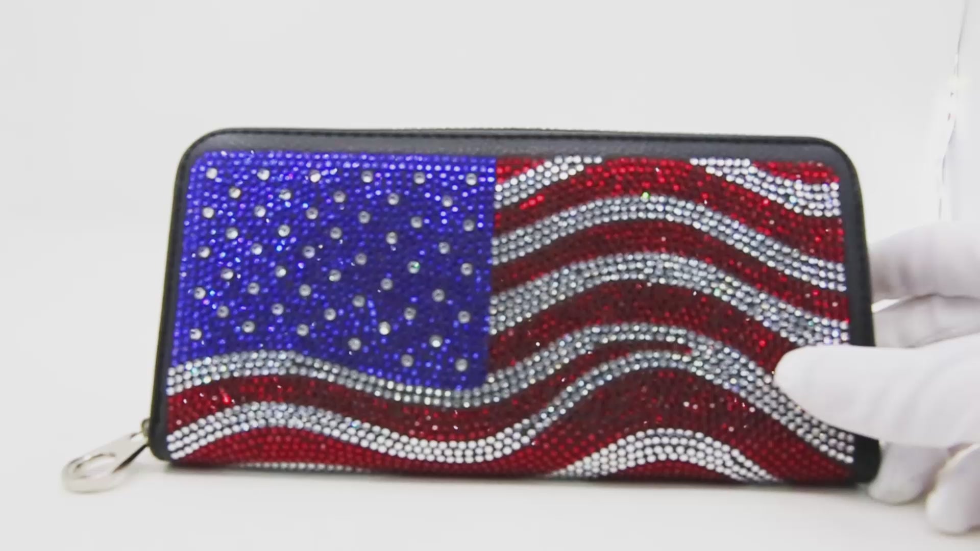 Wavy American Flag Bling Wallet
