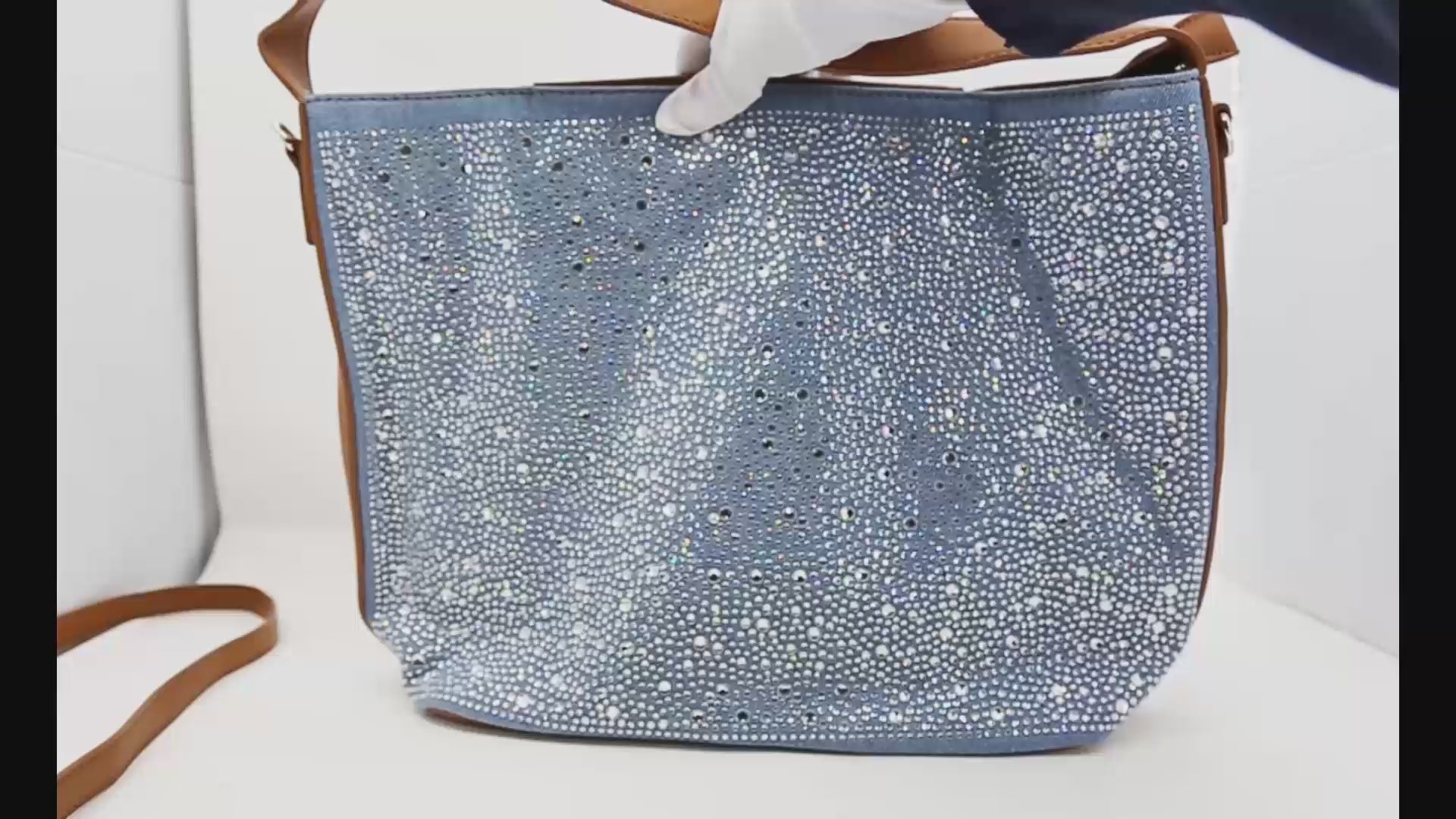 Rhinestone Denim Fashion Hobo